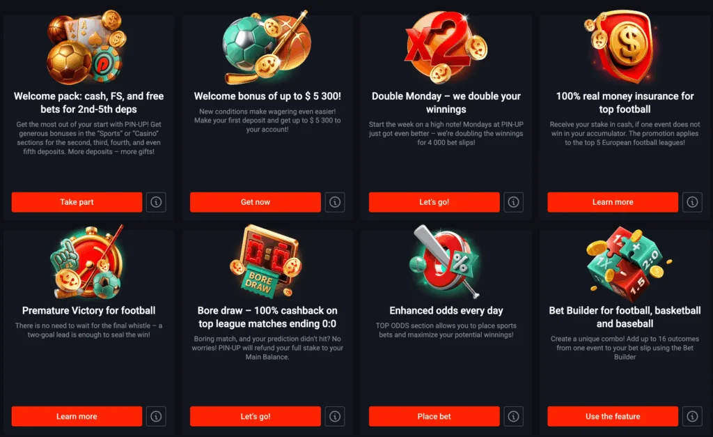 all pin up bet bonuses